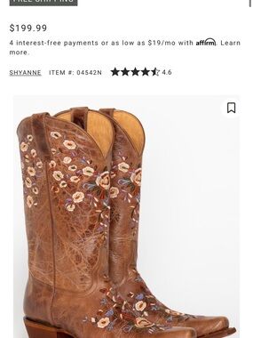 Shyanne Brown Leather Cowboy Boots with Floral Embroidery